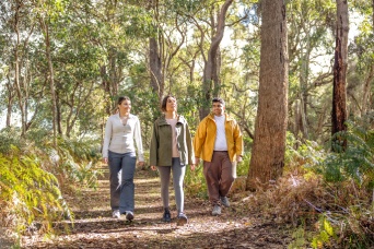 Young people walking in nature