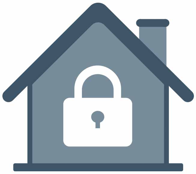 An image of a house with a padlock icon inside