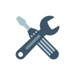 An illustration of a screwdriver and a spanner