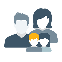 Simplified graphic of parents with their two children