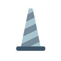 A striped traffic cone