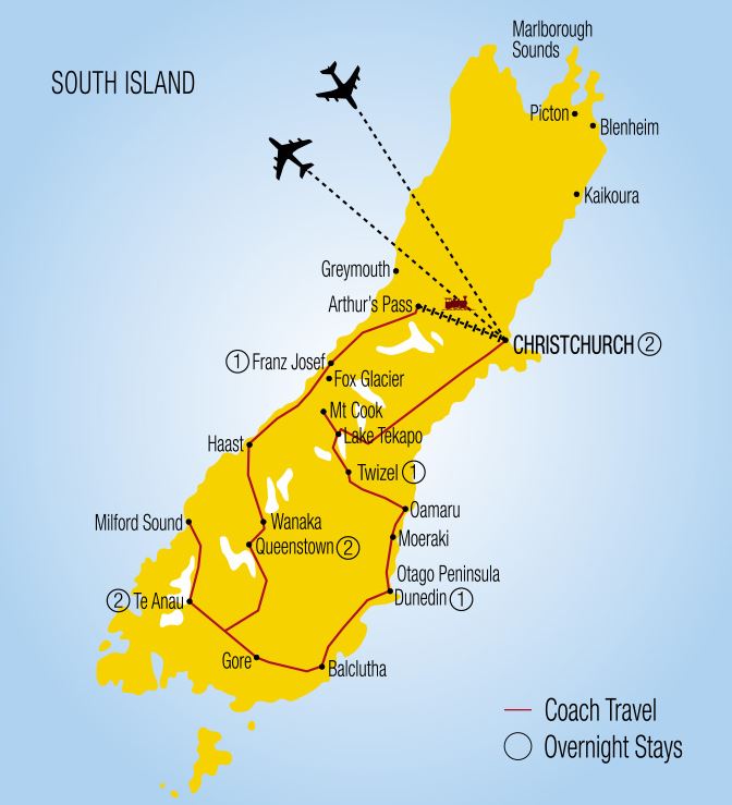 South Island map