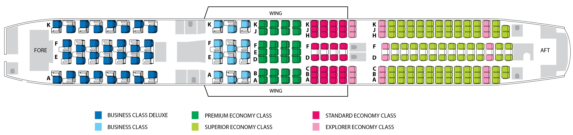 Antarctica Flights Seating Map aboard a 787 Dreamliner