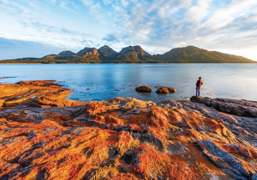 Woman enjoying the stunning views in Freycinet National Park