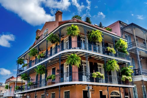 Building in New Orleans showing off the diverse and vibrant architecture 