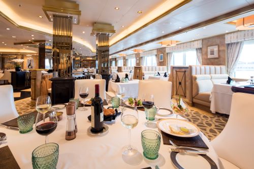 Interior of one of the restaurants aboard the Cunard vessel