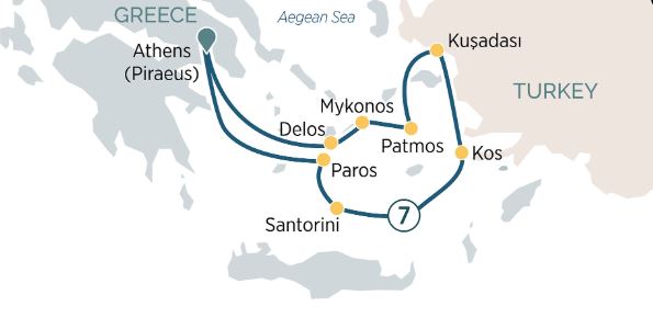 Map Greek Islands and Turkish Coasts Emerald