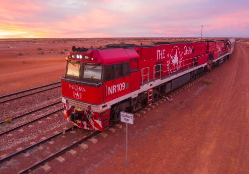 Ghan Locomotive during sunset