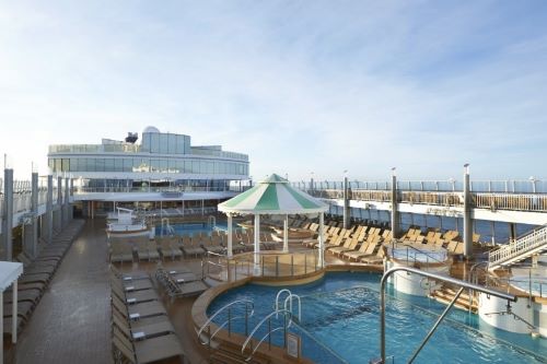 Pool deck onboard a cruise ship