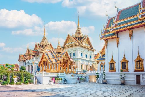 Grand Palace in Bangkok with its complex of golden spires, ornate temples and intricate Thai architecture