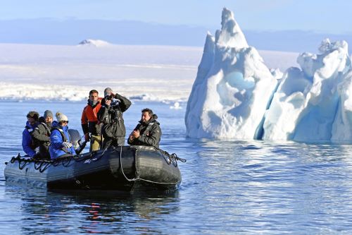 Passengers in a Zodiac going on an Antartic excursion