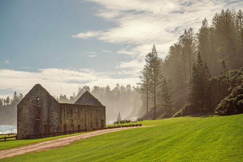 Ruins of the historic Georgian settlement of Kingston in Norfolk Island