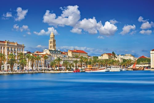 Croatian seaside town on a bright sunny day 