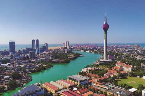 Skyline of Colombo with the iconic Lotus Tower 