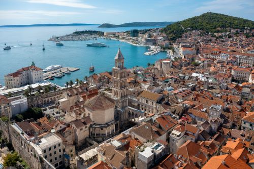 Aerial Drone View of Split Old Town Croatia