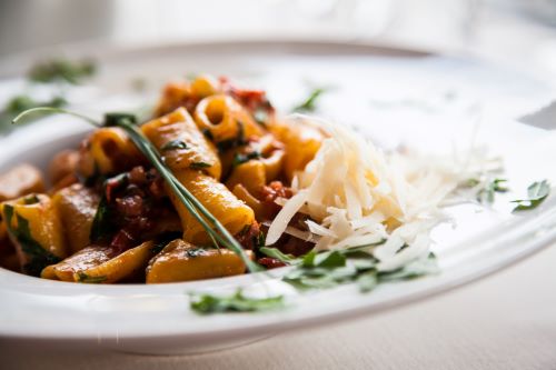 Close up of a plate full of delicious pasta