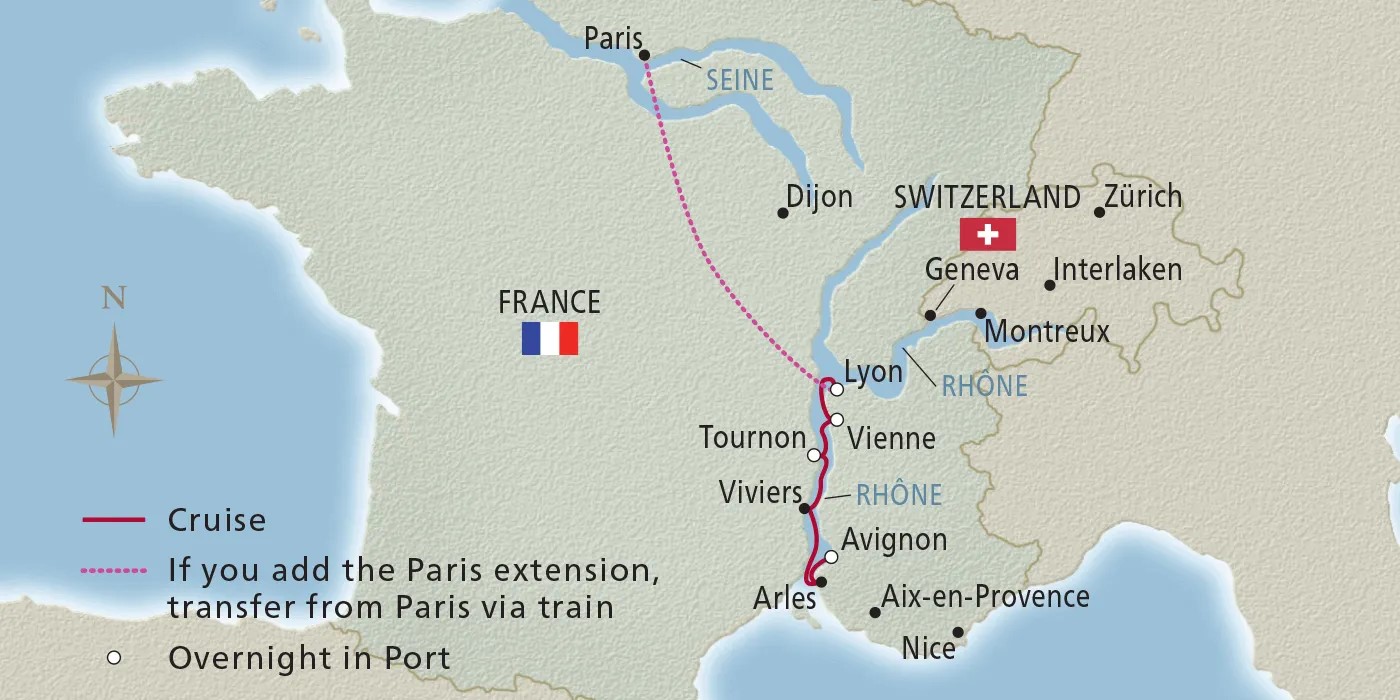 Map of France outlining all ports of call 