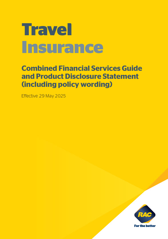 Front cover of the Travel Insurance PDS