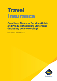 Front cover of the Travel Insurance PDS