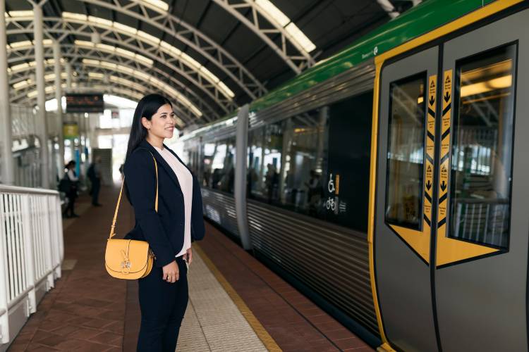 Girl waiting for train