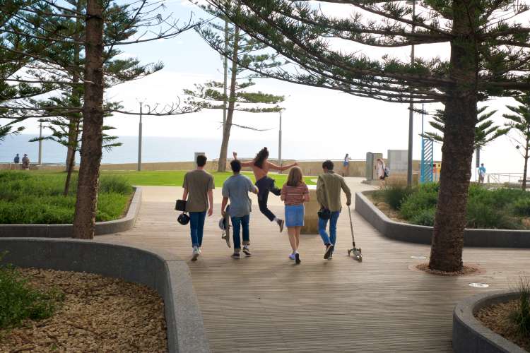 Teen walking along together