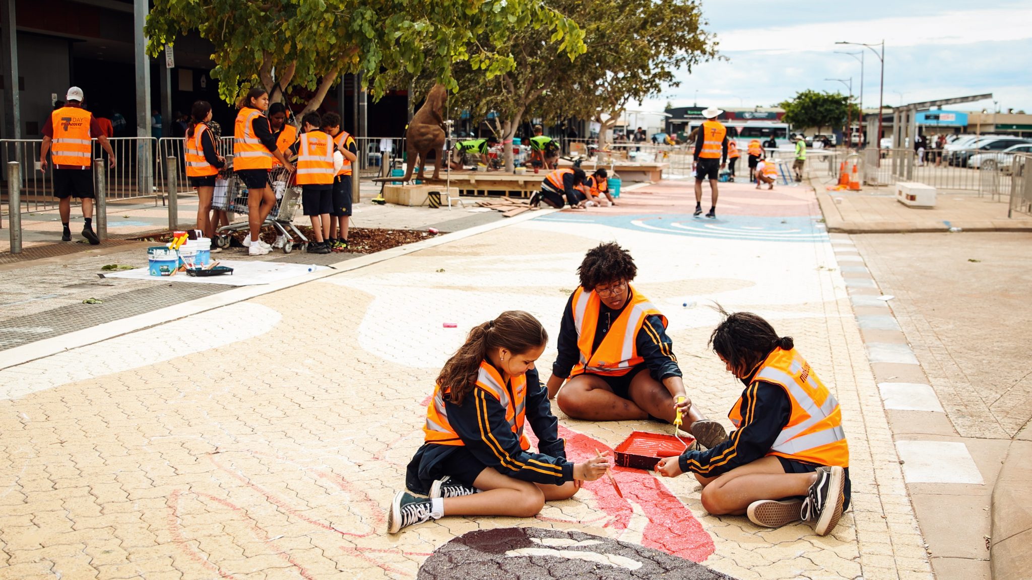 Local youth paint a mural on Wise Terrace in South Hedland