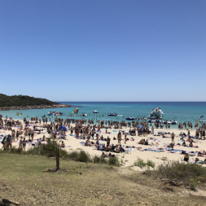 A Western Australia beach full of students participating in Leavers